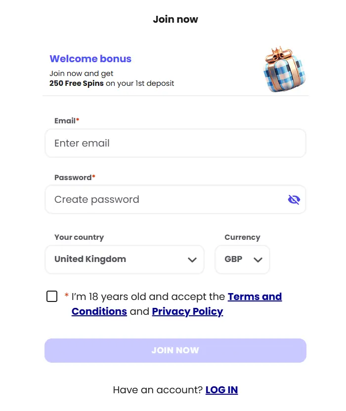 Sign Up on Queen Win Casino